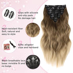 Clip in Hair Extensions for Women, 20 Inch 8PCS Long Wavy Omber Blonde Hair Extensions Clip Ins, Synthetic Soft Hairpieces for Women