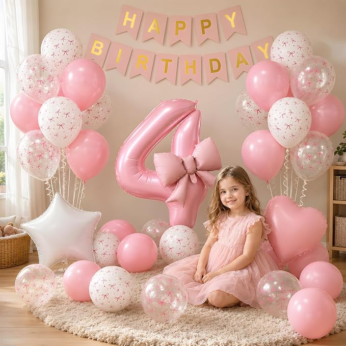 4th Pink Bow Birthday Decorations - Image 8