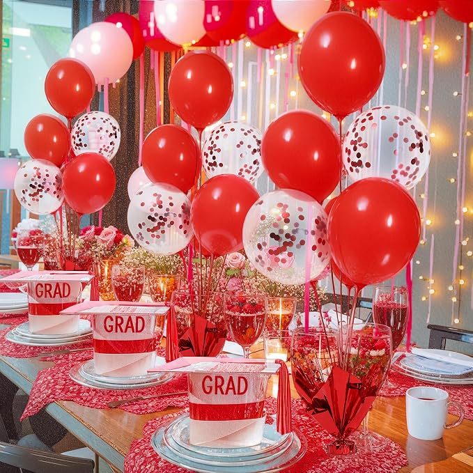 6 Set Red Christmas Table Balloons Centerpiece Stand Kit - Image 2