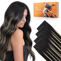 DOORES Invisi Edge Tape in Wide Hair Extensions Human Hair, Natural Black to Light Blonde 4PCS Injection Tape ins 20g 24 Inch, Virgin Human 3 Inch Wide Injected Extensions Invisible