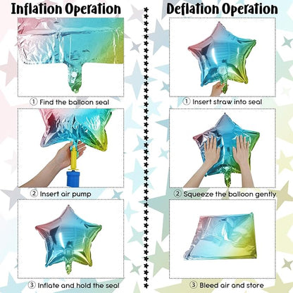 Gradient Color Star Foil Balloons, 18 Inch Rainbow Stars Shape Foil Helium - Image 7