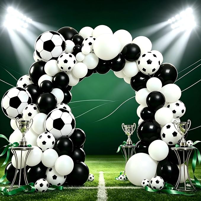 Soccer Party Decorations, Soccer Balloon Garland Arch Kit | Black White - Image 3