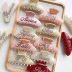 Personalized Colorful Name Hair Claw Clips for Women,Custom Hair Clips with Diamond,Cute Hair Accessories 4",Handmade Rhinestones Hair Clamp Gifts for Mom,Bride,Wife,Bridesmaid,Couples（Shell Pink）