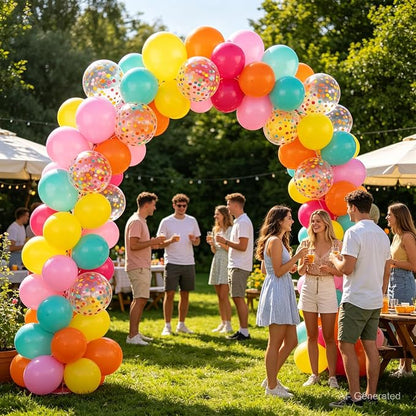 Zesliwy Summer Rainbow Tropical Balloons, Party Decor | Orange Pink Yellow Teal - Image 5