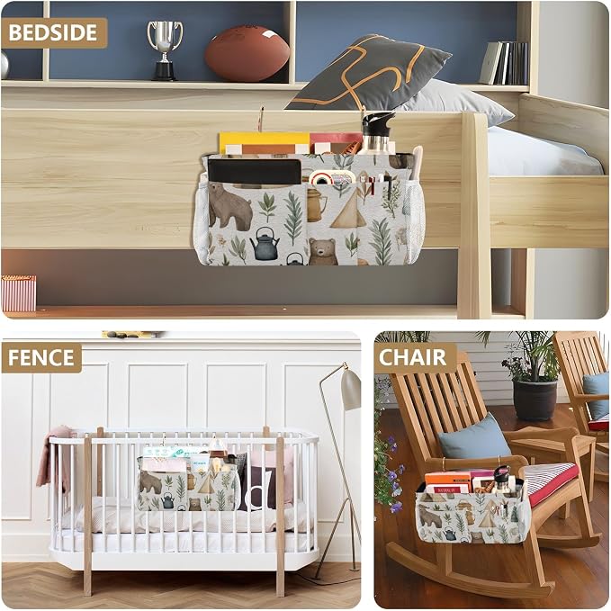 Bedside Caddy Metal Frame Hanging Organizer Bunk Bed Dorm Accessories Hook And - Image 8