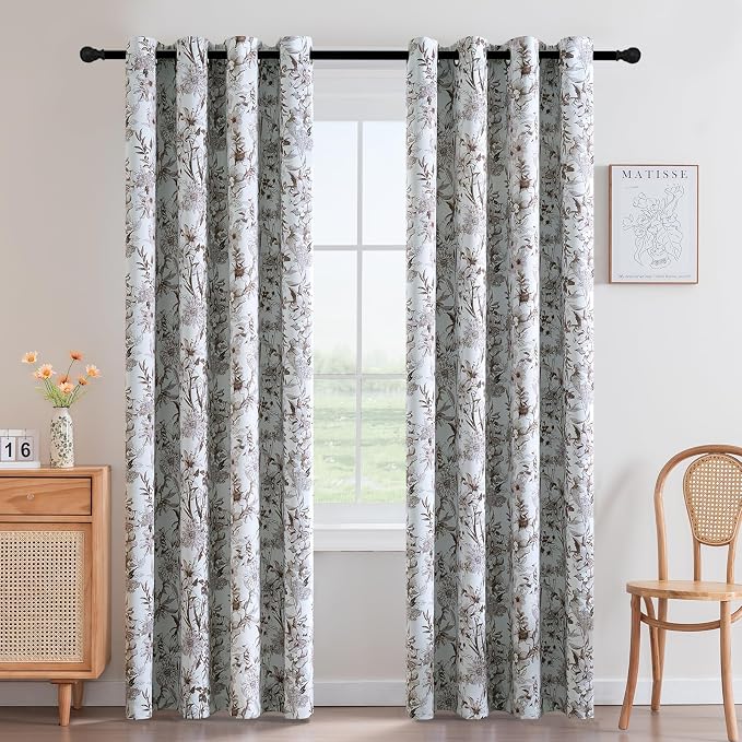 H.VERSAILTEX Blackout Curtains 84 Inch Length 2 Panels Set Floral Print Curtain by HVERSAILTEX