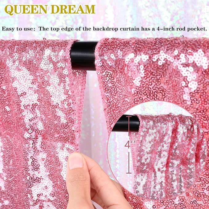 Backdrop Curtain Drapes 4 Pieces 2FTx8FT Blush Pink Wedding Backdrop | - Image 5
