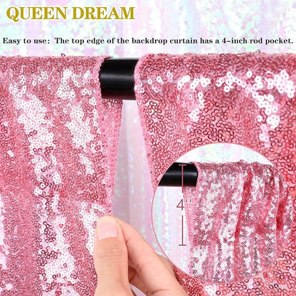 Blush Pink Sequin Backdrop 2 Panels 2FTx8FT Glitter Backdrop Curtain | - Image 6