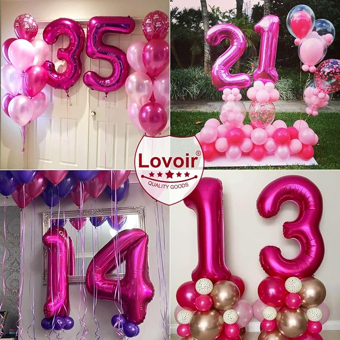 Hot Pink 11 Number Balloons, 40 Inch Giant Number 11 Balloons Foil Mylar Helium - Image 7