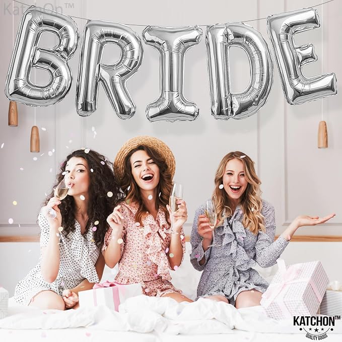 KatchOn Silver Bride Balloons 40 Inch, Bachelorette Party Decorations | Silver - Image 8