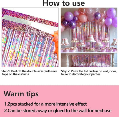 4 Packs Pink Foil Fringe Curtain, Baby Shower, Princess Bachelorette Cowgirl - Image 8
