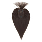 Hairro Human Hair Toppers with Wispy Bangs, 3D 360° Seamless Real Hair Toppers, Hand-Tied with 3.5"x4.7" U-shaped Base, Clip-In Hairpieces to Add Volume on Top, 12 Inch Dark Brown