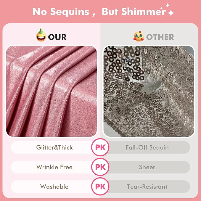 20x10ft Shimmer Rose Gold Sequin Backdrop Curtain - Image 4