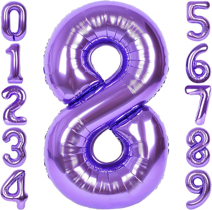 RainbowQ Purple 8 Balloon Number 40 Inch 0-40 Foil Large Balloons | Big Mylar 8 by RainbowQParty