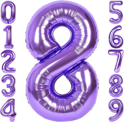 RainbowQ Purple 8 Balloon Number 40 Inch 0-40 Foil Large Balloons | Big Mylar 8 by RainbowQParty
