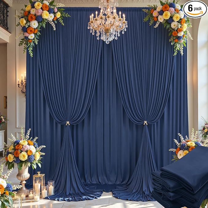 30×14ft Wrinkle Free Navy Blue Backdrop Curtain by ENJOYYOURPARTY