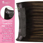 YoungSee 120G Wire Hair Extensions Human Hair Brown Balayage Invisible Wire Hair Extensions Darkest Brown Ombre Medium Brown Fish Line Hair Extension for Women 16Inch