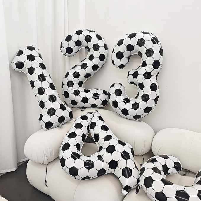 Black White Soccer Number 7 Balloon 7nd Birthday Decoration 40in 7 Balloon | - Image 6