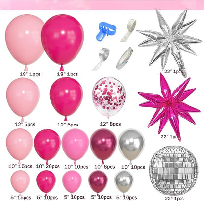 143Pcs Princess Pink and Silver Valentines Balloon Garland Arch Kit | Confetti - Image 3