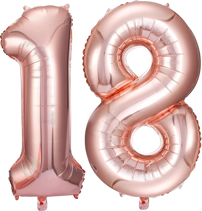 COLORFUL ELVE Rose Gold 18 Number Balloons Big Giant Jumbo Large Number 18 Foil by COLORFULELVES