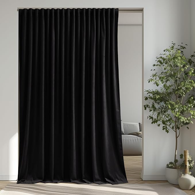 Extra Wide Black Velvet Curtains by StangH