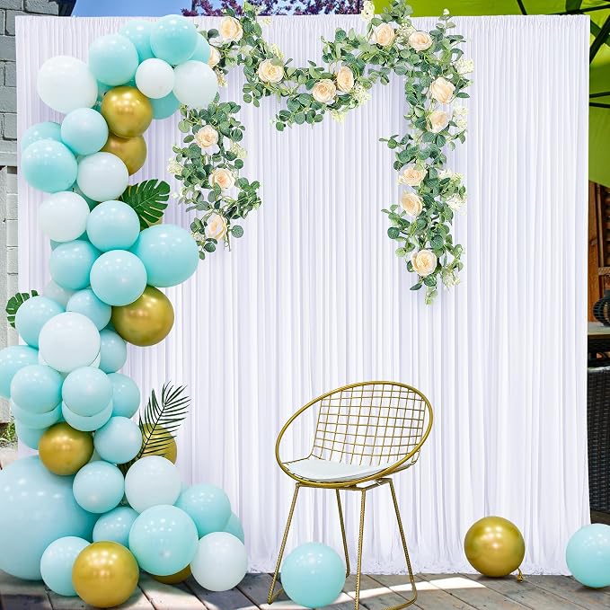 10x12 White Backdrop Curtains for Wedding Party Wrinkle Free Backdrops Curtain - Image 8