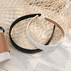 2pcs Leather Thick Headband for Women, 5.31 Inch Wide Padded Fashion Headbands Hair Band, Non-Slip Simple Head Band Hair Accessories for Long Culry Hairstyle- White & Black