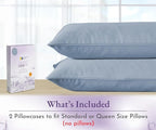 California Design Den Pillow Cases Standard Size Set of 2-1000 Thread Count Sateen, Soft and Thick 100% Cotton Standard/Queen Pillowcases, Durable - Blue