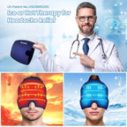 ONLYCARE Migraine Relief Cap, Upgraded Odorless Headache Relief Cap Mask Products, 360° Gel Surround Cooling Ice Pack Mask Head Wrap for Tension, Migraine, Sinus, Stress, Headaches, Hangover, Blue