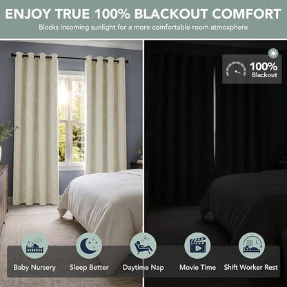 Deconovo 100% Blackout Living Room Curtains 95 Inches Long, Thermal Insulated - Image 2