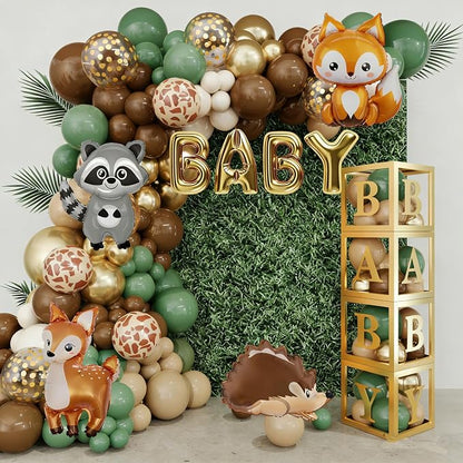 Amandir 137pcs Woodland Animals Baby Shower Decoration Boxes | Sage Green Brown by Amandir