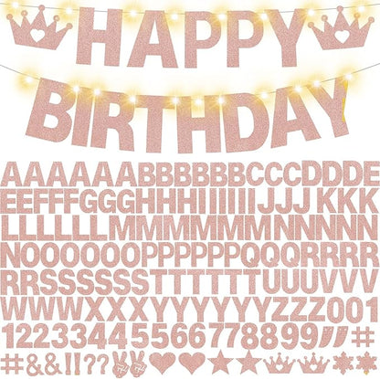 167Pcs DIY Glitter Customizable Banner Kit Custom Banner Happy Birthday Letters by WELITTCON