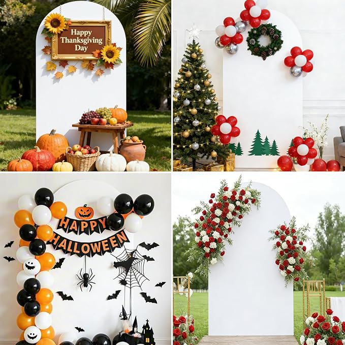Metal Arch Backdrop Stand and Cover Set, 7.2FT Gold Wedding Backdrop Arch Frame - Image 9
