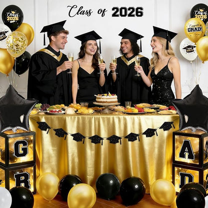 2026 Graduation Decorations Include String LED, Glitter Banner, 4 Black Balloon - Image 7