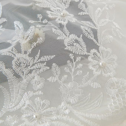 White Sheer Voile Curtains White Embossed Butterflies 96 Inches | Light - Image 4