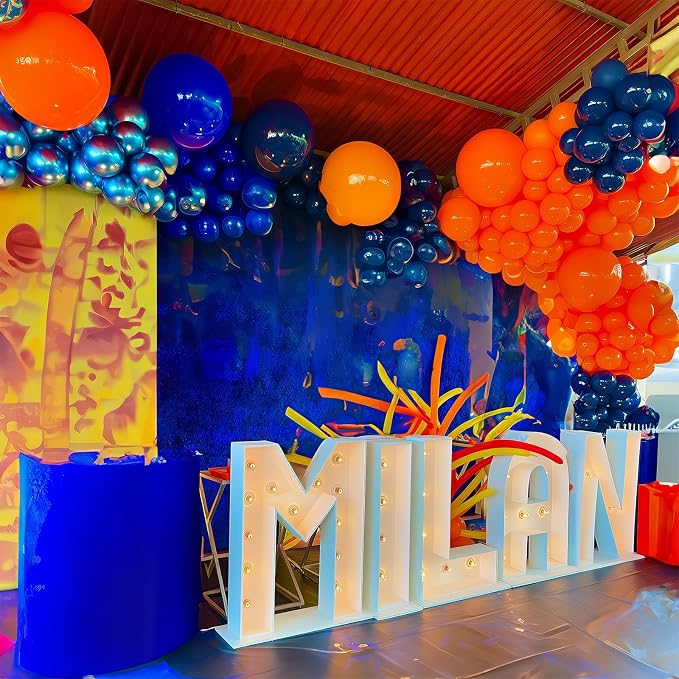 HILAVO Orange Blue Black Balloons Garland Arch Kit 112 Pcs Royal Navy Blue - Image 5