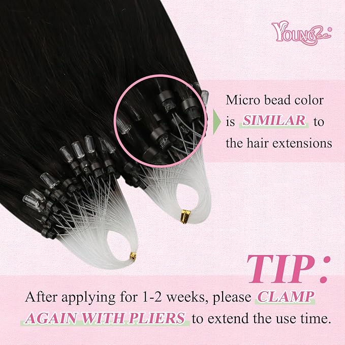 YoungSee Micro Bead Hair Extensions Real Human Hair Dark Brown Microlink Hair Extensions Brown 18 Inch Micro Loop Hair Extension Real Human Hair Cold Fusion Hair Extension Straight for School 50s 50g