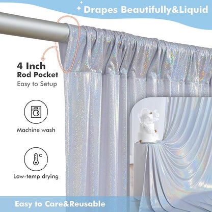 20x10ft Shimmer Silver Sequin Backdrop Curtain - Image 4