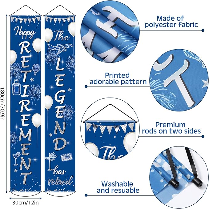 Boao Retirement Porch Sign Door Hanging Banner, Retirement Banner the Legend - Image 3