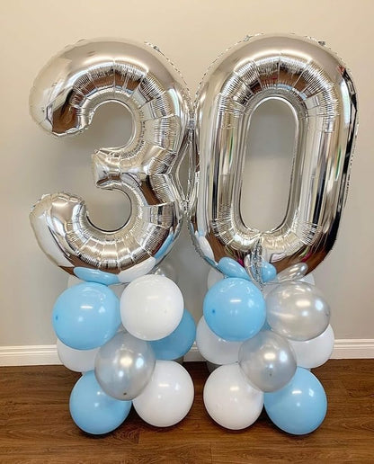 40 Inch Silver 30 Number Balloons Giant Jumbo Huge 30 Foil Mylar Helium Number - Image 7