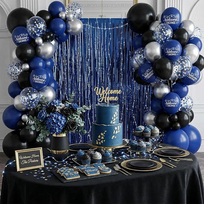 Blue and Silver Balloons for Welcome Home Party Decorations | 12-inch black - Image 5