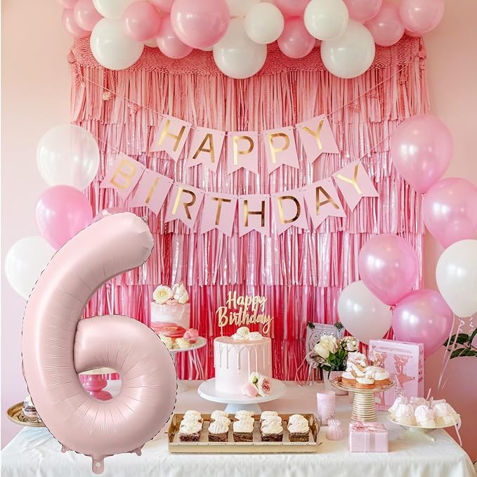 Light Pink Number Balloon 6, 40 Inch Large Self Inflating 6 Foil Number - Image 7