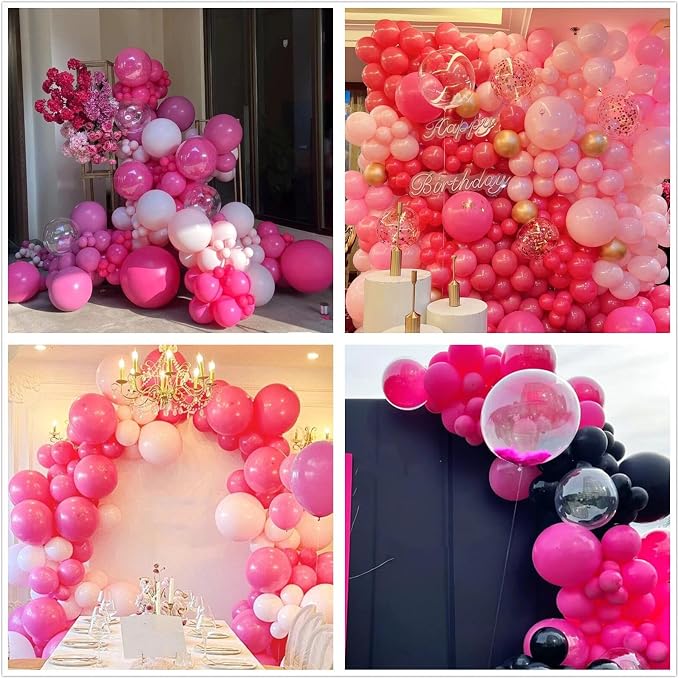 412pcs Hot Pink Balloon Garland Arch Kit 18 12 10 5 Inch Different Sizes Matte - Image 7