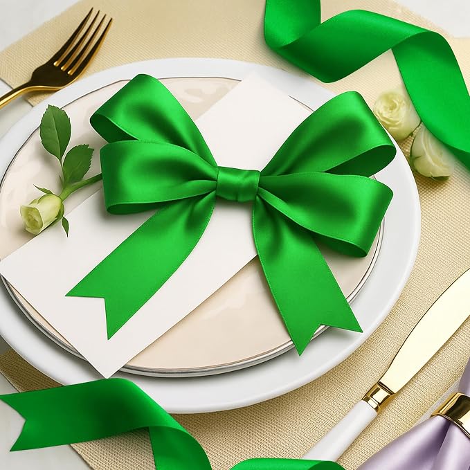 30Yards 1 1/2In Green Ribbon for Gift Wrapping St. Patrick's Party Favors | - Image 9