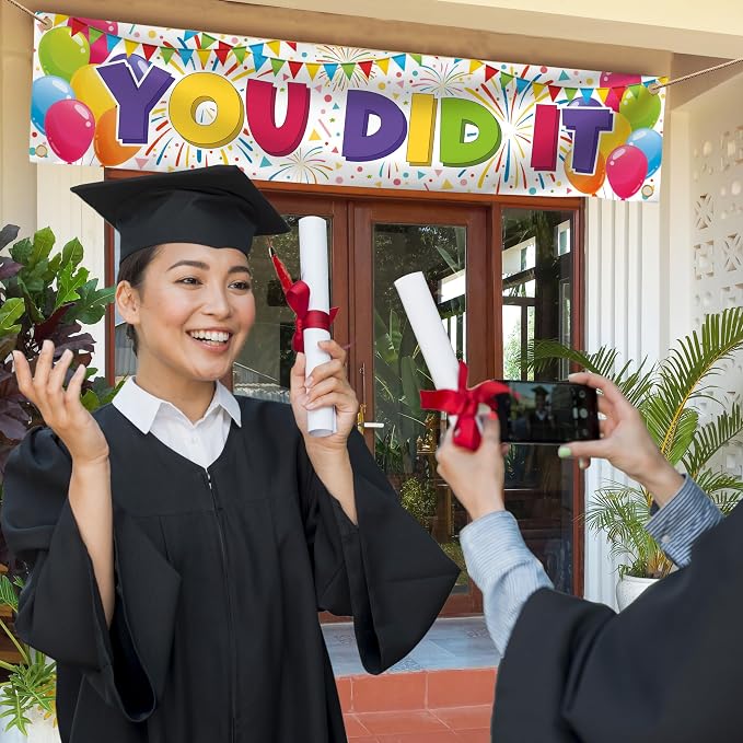 You Did It Banner- Congratulations Banner 6 x 1.3ft - Image 4