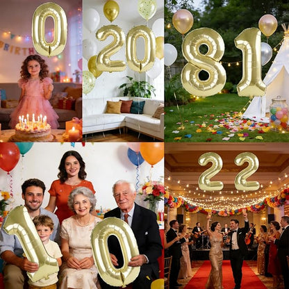 40 Inch Number 81 Balloons for 81st Birthday Party Decorations, 0-100 Champagne - Image 7