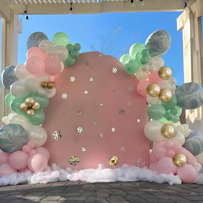 Pink and Green Balloons Pastel Green Pink White Sand Gold Metallic Balloons - Image 6