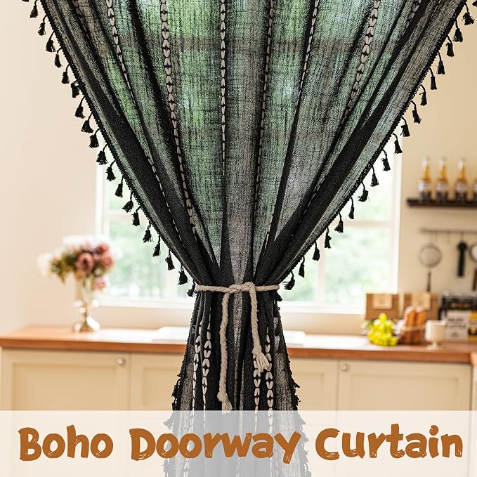 Sutuo Home Door Curtains for Doorway, Bohemian Semi Blackout Curtains Privacy - Image 7