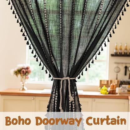 Sutuo Home Door Curtains for Doorway, Bohemian Semi Blackout Curtains Privacy - Image 7