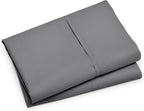 Bare Home Microfiber Pillow Cases - Standard/Queen Size Set of 2 Cooling Pillowcases Double Brushed Grey Pack Easy Care (Standard Pillowcase 2, Grey)